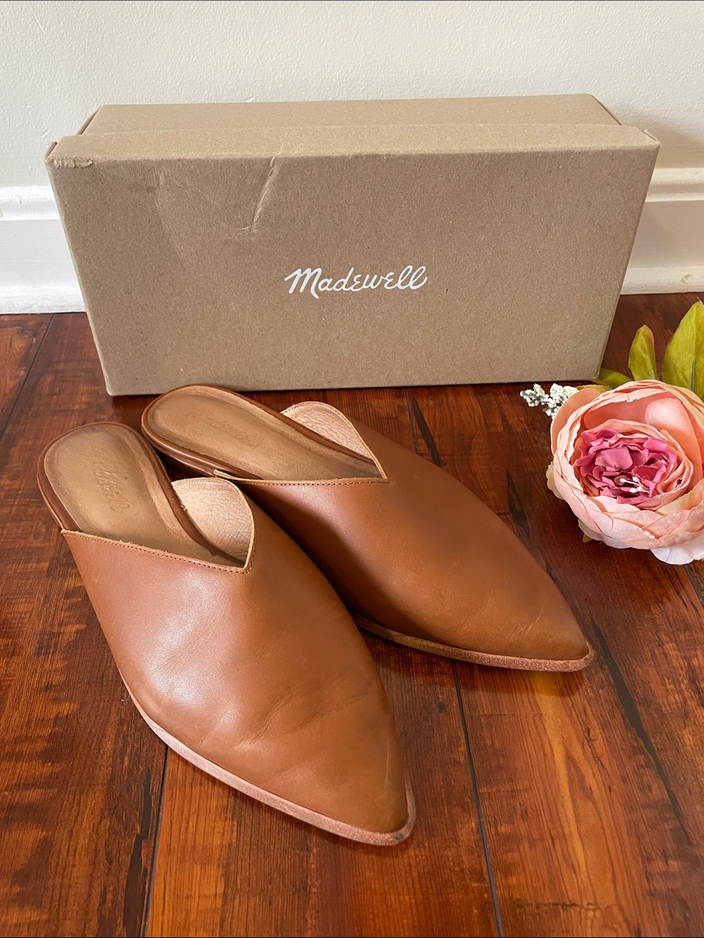 Madewell Emilia Brown Leather Flat Mules